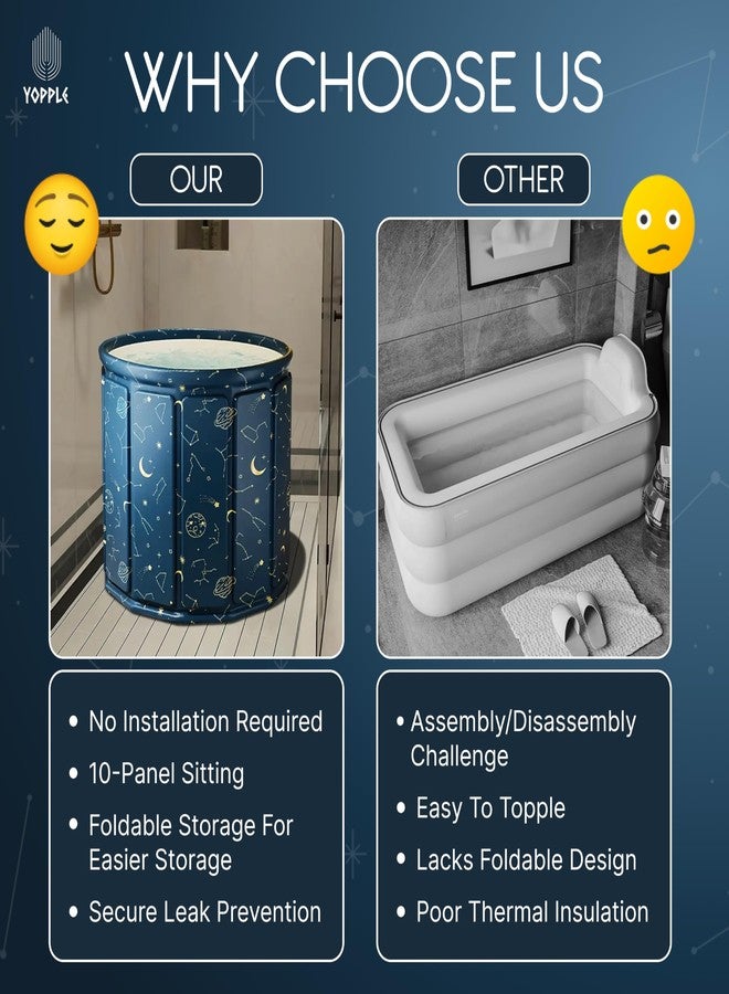 Yopple Foldable Soaking Tub for Adults, Portable Ice Bath Tub for Cold Water Therapy, Freestanding Foldable Bathtub for Shower, Spa, Outdoor Plunge Use (Planet Blue) - Image 4